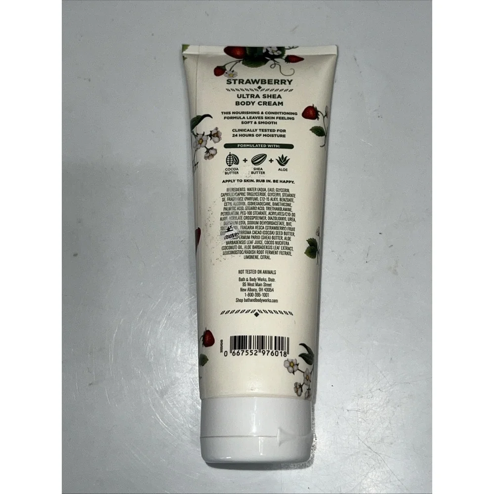 Bath & Body Works Strawberry‎ 24 hour Moisture Ultra Shea Body Cream 8oz Retired